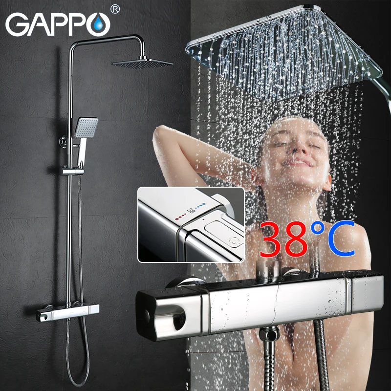 

GAPPO Shower System bathroom thermostat faucet mixer tap waterfall wall mount thermostatic bath mixer faucets taps GLD1197