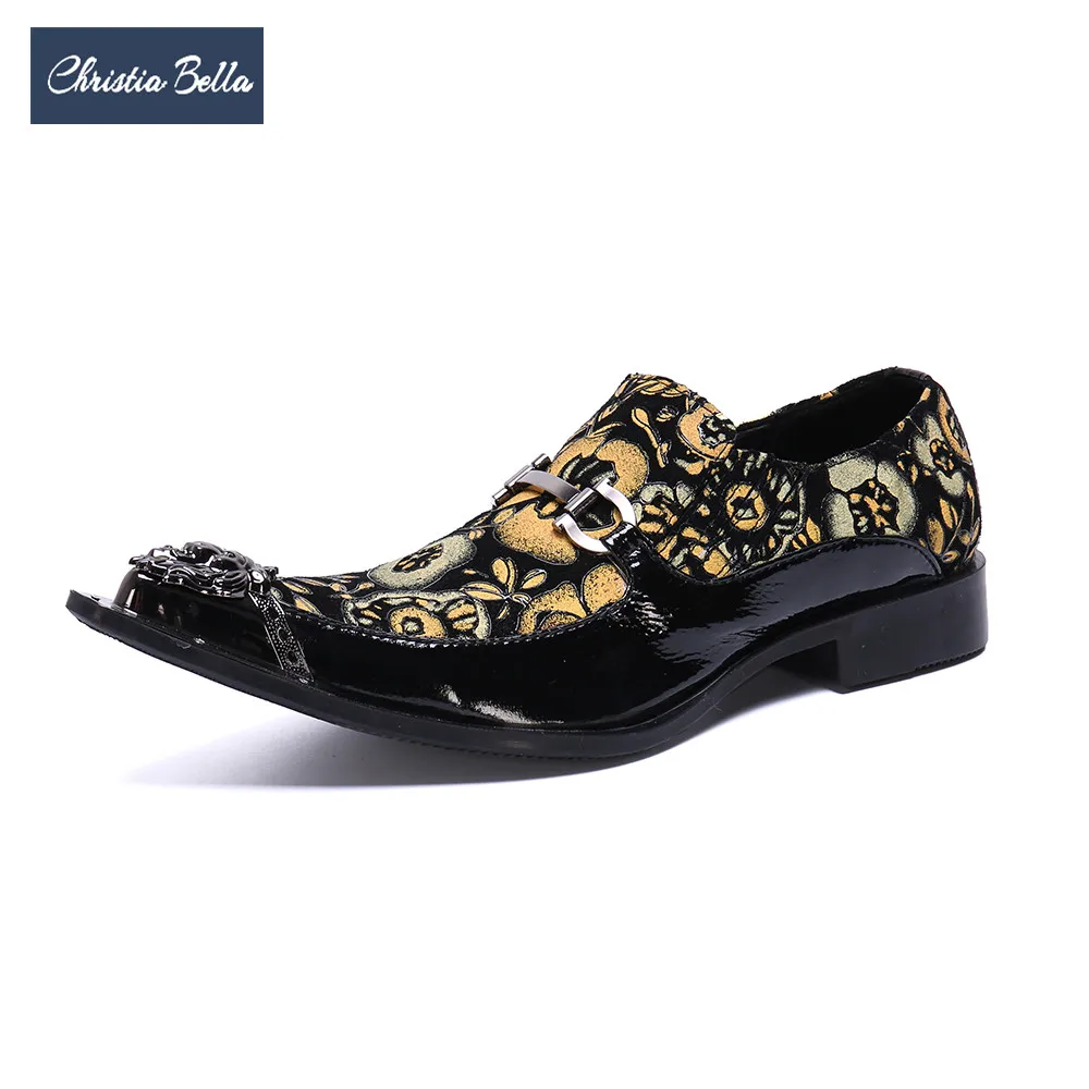 Christia Bella New Fashion Printing Genuine Leather Formal Shoes Business Shoes Slip On Metal Pointed Toe Men Party Dress Shoes 
Christia Bella New Fashion Printing Genuine Leather Formal Shoes Business Shoes Slip On Metal Pointed Toe Men Party Dress Shoes
