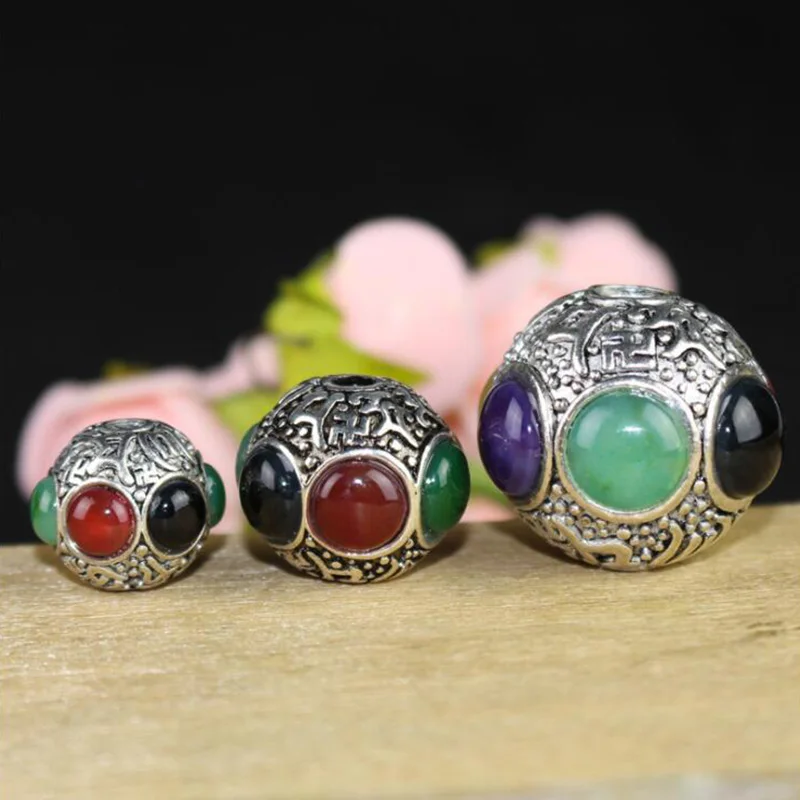 WEIYU Wholesale 5pcs 15/18/24mm Vintage Metal Tibetan Silver Resin Nepal Bead High Quality Round Beads DIY Jewelry Accessories
WEIYU Wholesale 5pcs 15/18/24mm Vintage Metal Tibetan Silver Resin Nepal Bead High Quality Round Beads DIY Jewelry Accessories