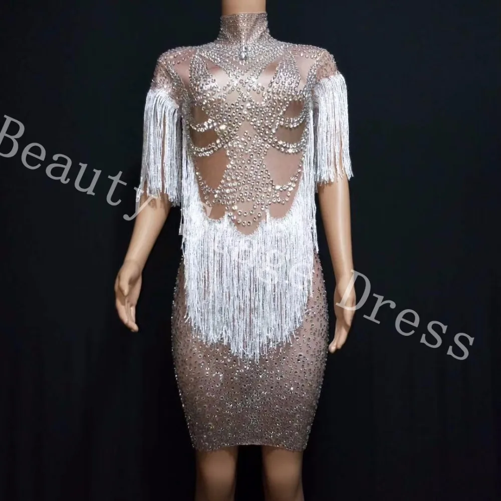 Sparkly Crystals Big Stretch Dress Women's Evening Party Wear Full Rhinestones Tassel Dress Prom Birthday Celebrate Outfit
Sparkly Crystals Big Stretch Dress Women's Evening Party Wear Full Rhinestones Tassel Dress Prom Birthday Celebrate Outfit