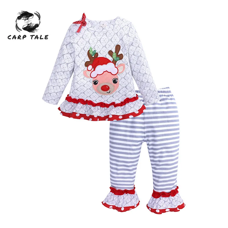 Christmas Children's Clothing Girls Long Sleeve Elk Top + Striped Pants Set New Year Christmas Children's Wear Autumn 2019
Christmas Children's Clothing Girls Long Sleeve Elk Top + Striped Pants Set New Year Christmas Children's Wear Autumn 2019