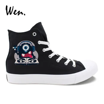 Wen Solid Black High Top Canvas Sneakers Original Design Single-eyed Tiny Monster Music DJ Vulcanize Shoes White Teens Flat
Wen Solid Black High Top Canvas Sneakers Original Design Single-eyed Tiny Monster Music DJ Vulcanize Shoes White Teens Flat