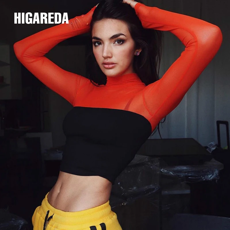 Patchwork Mesh Top Cropped Bodycon Turtleneck Long Sleeve Skinny Kawaii T Shirt Women tshirt Streewear Funny Top Short Tee Shirt
Patchwork Mesh Top Cropped Bodycon Turtleneck Long Sleeve Skinny Kawaii T Shirt Women tshirt Streewear Funny Top Short Tee Shirt