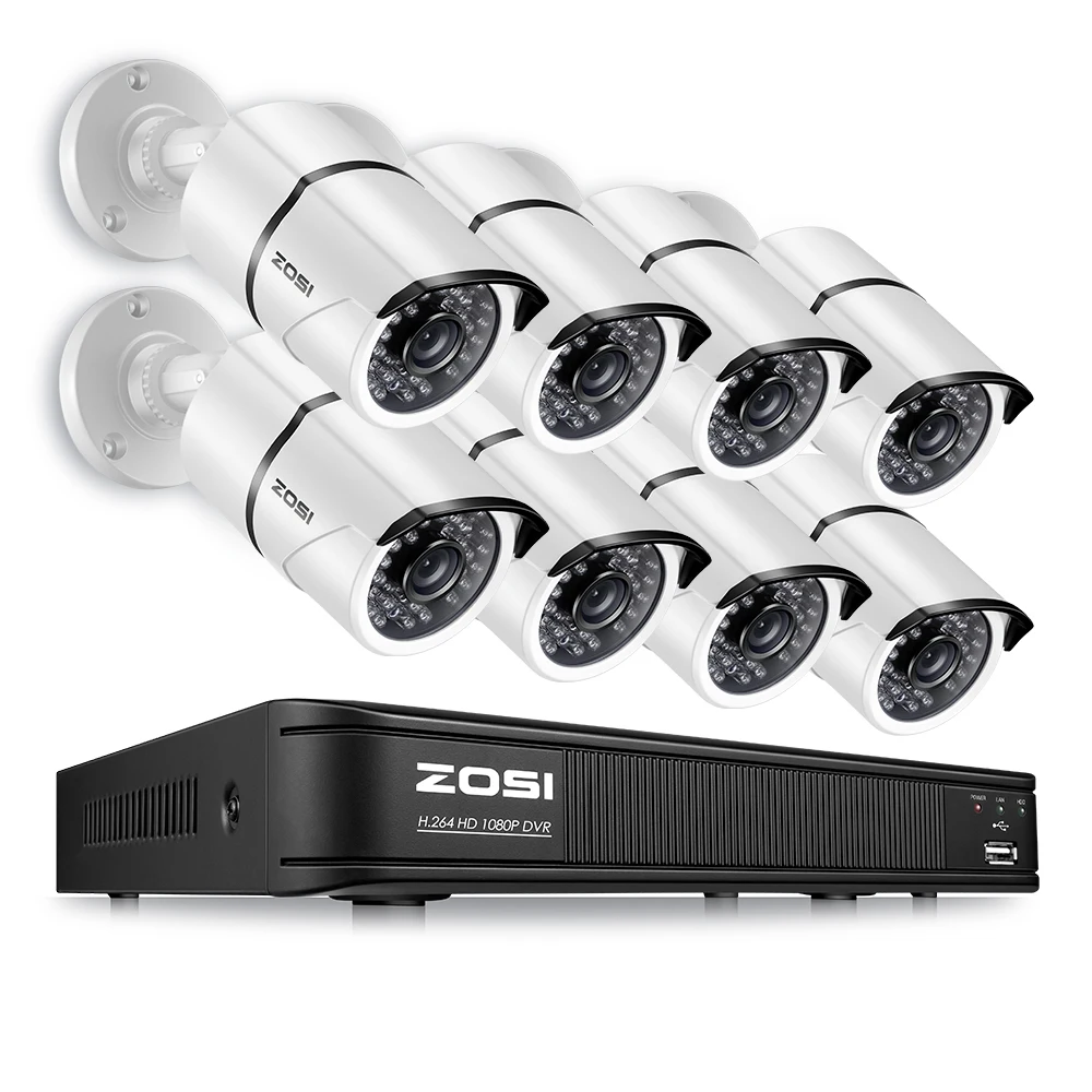 

ZOSI 8CH CCTV System 1080P HDMI TVI 8CH DVR 8PCS 2.0 MP IR Outdoor Security Camera 3000TVL Camera Surveillance System