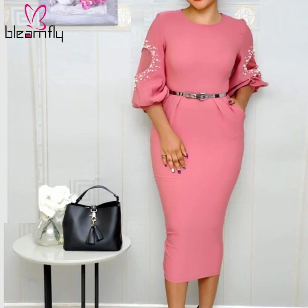 Pink Women Dress Tight Beading Elegant Office Work Wear Dreses Slim Evening Party Tunics Femme Package Hip Robes Autumn Clothes
Pink Women Dress Tight Beading Elegant Office Work Wear Dreses Slim Evening Party Tunics Femme Package Hip Robes Autumn Clothes