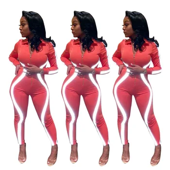 Casual Fluorescent Striped Patchwork V Neck Full Sleeves Zipper Women Bodycon Jumpsuit
Casual Fluorescent Striped Patchwork V Neck Full Sleeves Zipper Women Bodycon Jumpsuit