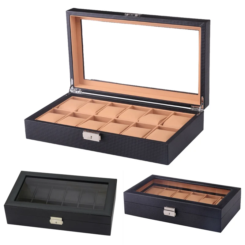 12 Grids Handmade Carbon Fiber Watch Box Watch Case Clock Box Time Box for Watch Organizer
12 Grids Handmade Carbon Fiber Watch Box Watch Case Clock Box Time Box for Watch Organizer