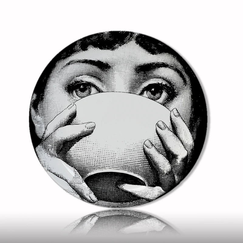 8 Inch Milan Piero Fornasetti plates pure color black&white illustration Top Fashion hanging dishes sample room/home/hotel Decor
8 Inch Milan Piero Fornasetti plates pure color black&white illustration Top Fashion hanging dishes sample room/home/hotel Decor