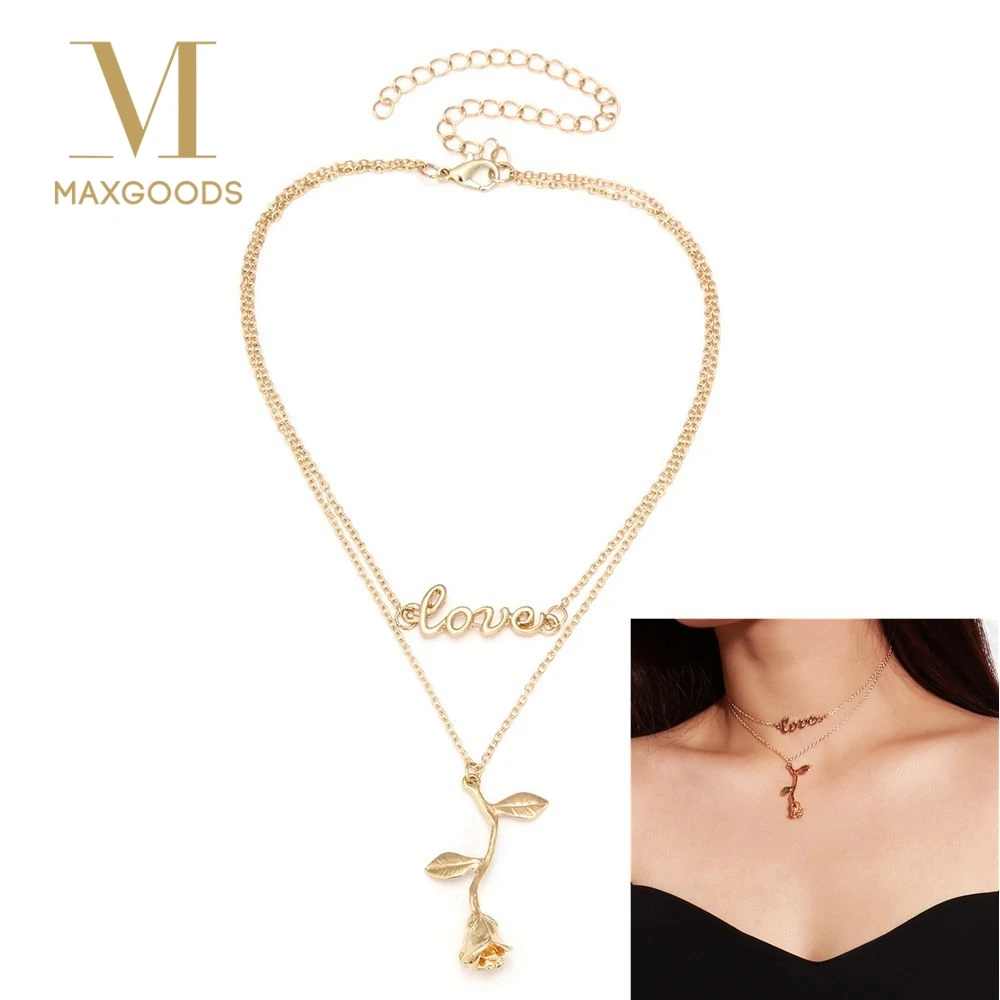 1 Pcs Elegant Rose Flower Pendant Necklace Gold Color Multilayer Chain Necklace Beauty Charm Jewelry Bijoux
1 Pcs Elegant Rose Flower Pendant Necklace Gold Color Multilayer Chain Necklace Beauty Charm Jewelry Bijoux