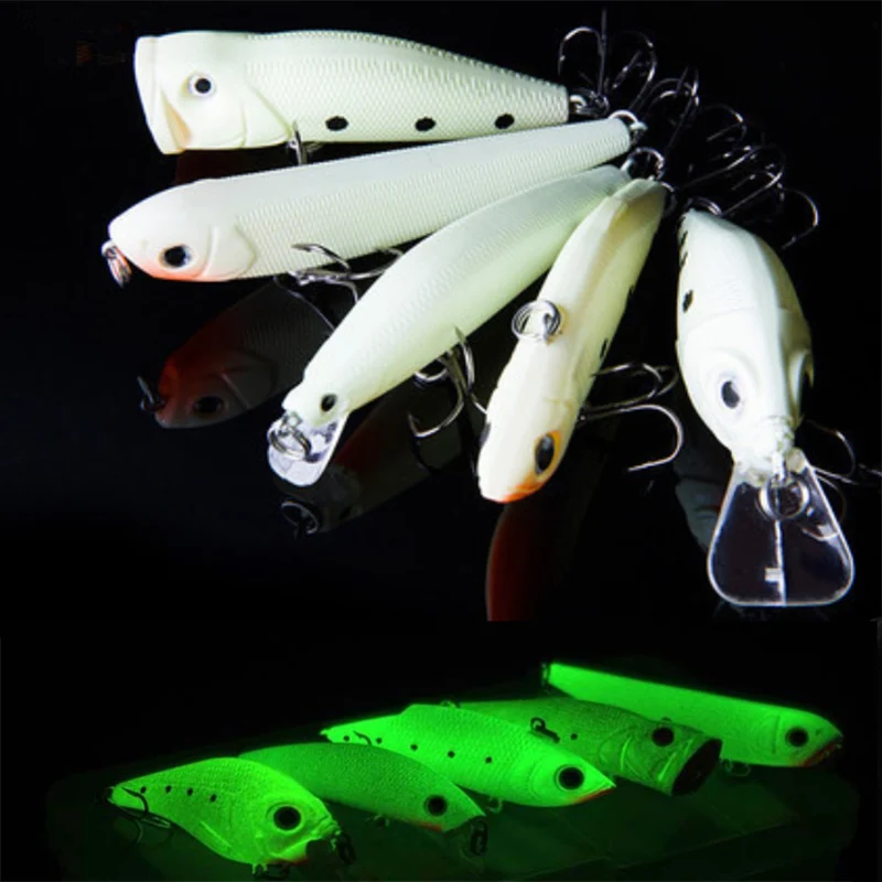Htdob 5pcs Night Fishing Lure Bait Kit Luminous VIB Popper Crank Minnow Pencil Glow Artificial Lures Set
Htdob 5pcs Night Fishing Lure Bait Kit Luminous VIB Popper Crank Minnow Pencil Glow Artificial Lures Set