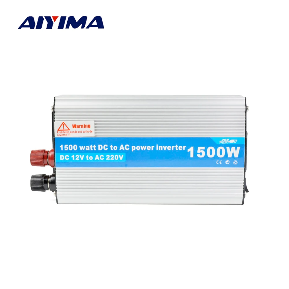 Aiyima USB 1500W Watt DC 12V to AC 220V Car Inverter DC 12V Solar Inverter Modified Sine Wave Laptop Adapter Converter Charger 
Aiyima USB 1500W Watt DC 12V to AC 220V Car Inverter DC 12V Solar Inverter Modified Sine Wave Laptop Adapter Converter Charger