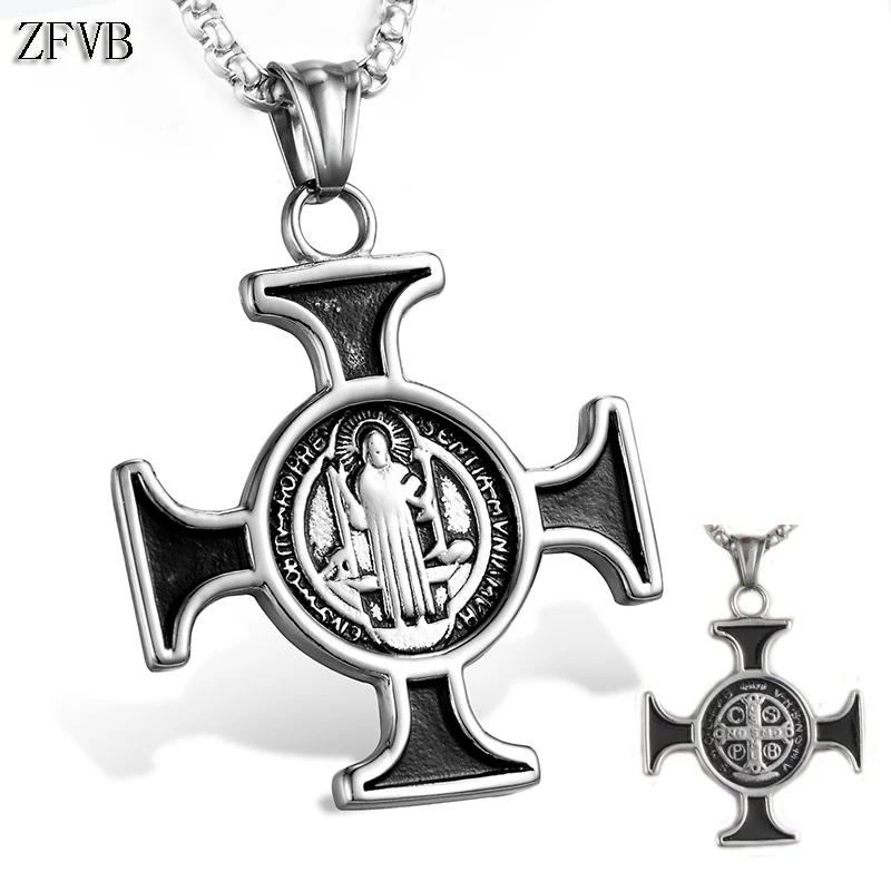 ZFVB Cross Saint Benedict Pendants Necklace Men 316L Stainless steel Never Fade Religiosos Catolico Catholic Pendant Jewelry
ZFVB Cross Saint Benedict Pendants Necklace Men 316L Stainless steel Never Fade Religiosos Catolico Catholic Pendant Jewelry