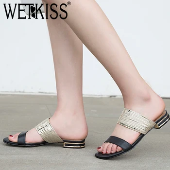 WETKISS Strappy Flat Slippers Women Summer 2019 New Slides Shoes Low Heels Leather Mules Shoes Female Fashion Casual Shoes Lady
WETKISS Strappy Flat Slippers Women Summer 2019 New Slides Shoes Low Heels Leather Mules Shoes Female Fashion Casual Shoes Lady