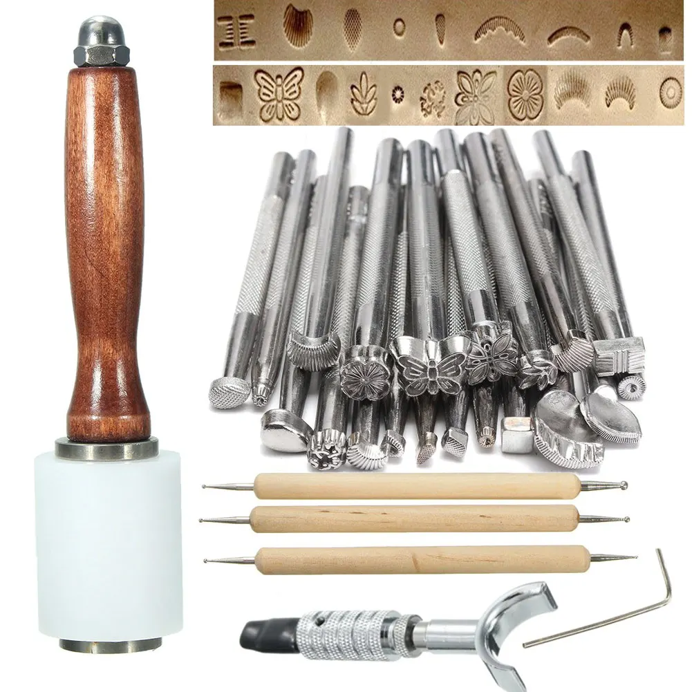 25Pcs/Set Manual Leather Craft Stamping Carved Wooden Hammer Embossing Tools Kit DC120
25Pcs/Set Manual Leather Craft Stamping Carved Wooden Hammer Embossing Tools Kit DC120