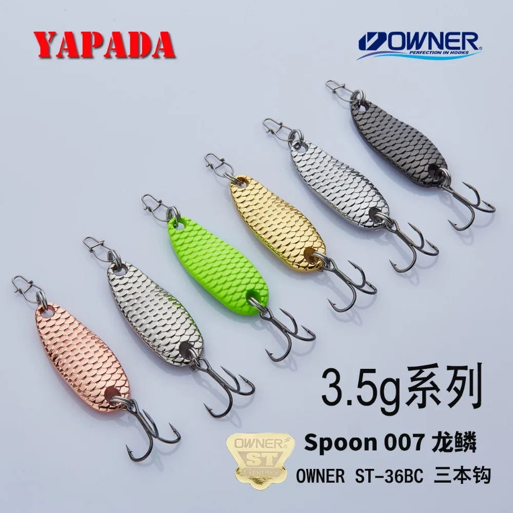 YAPADA Spoon 007 Loong Scale 3.5g 32X12mm OWNER Treble Hook Multicolor Zinc alloy Metal Spoon feather Fishing Lures bass
YAPADA Spoon 007 Loong Scale 3.5g 32X12mm OWNER Treble Hook Multicolor Zinc alloy Metal Spoon feather Fishing Lures bass