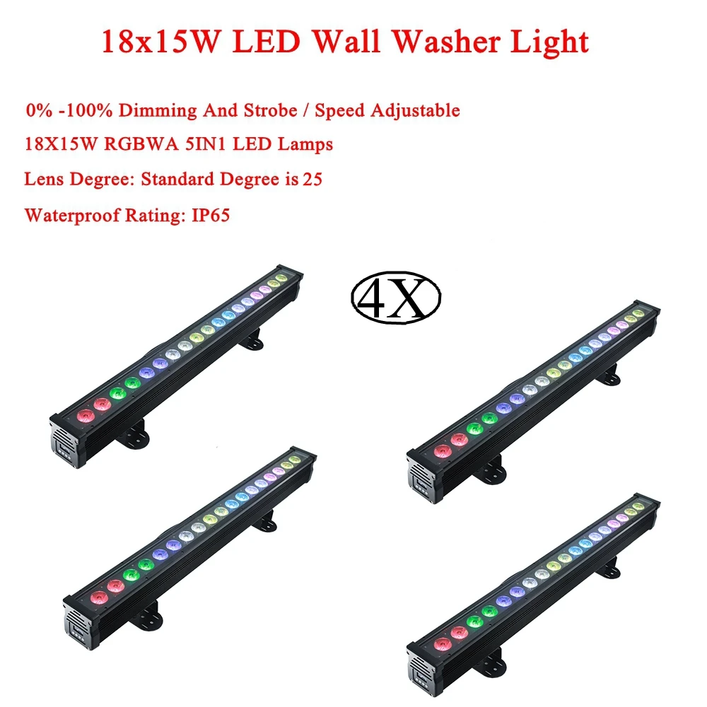 4Pcs/Lot LED Bar Light RGBWA 5IN1 Color 18x15W LED Wall Wash Light Perfect For Stage Party DJ Disco Wedding Music stage Lighting
4Pcs/Lot LED Bar Light RGBWA 5IN1 Color 18x15W LED Wall Wash Light Perfect For Stage Party DJ Disco Wedding Music stage Lighting