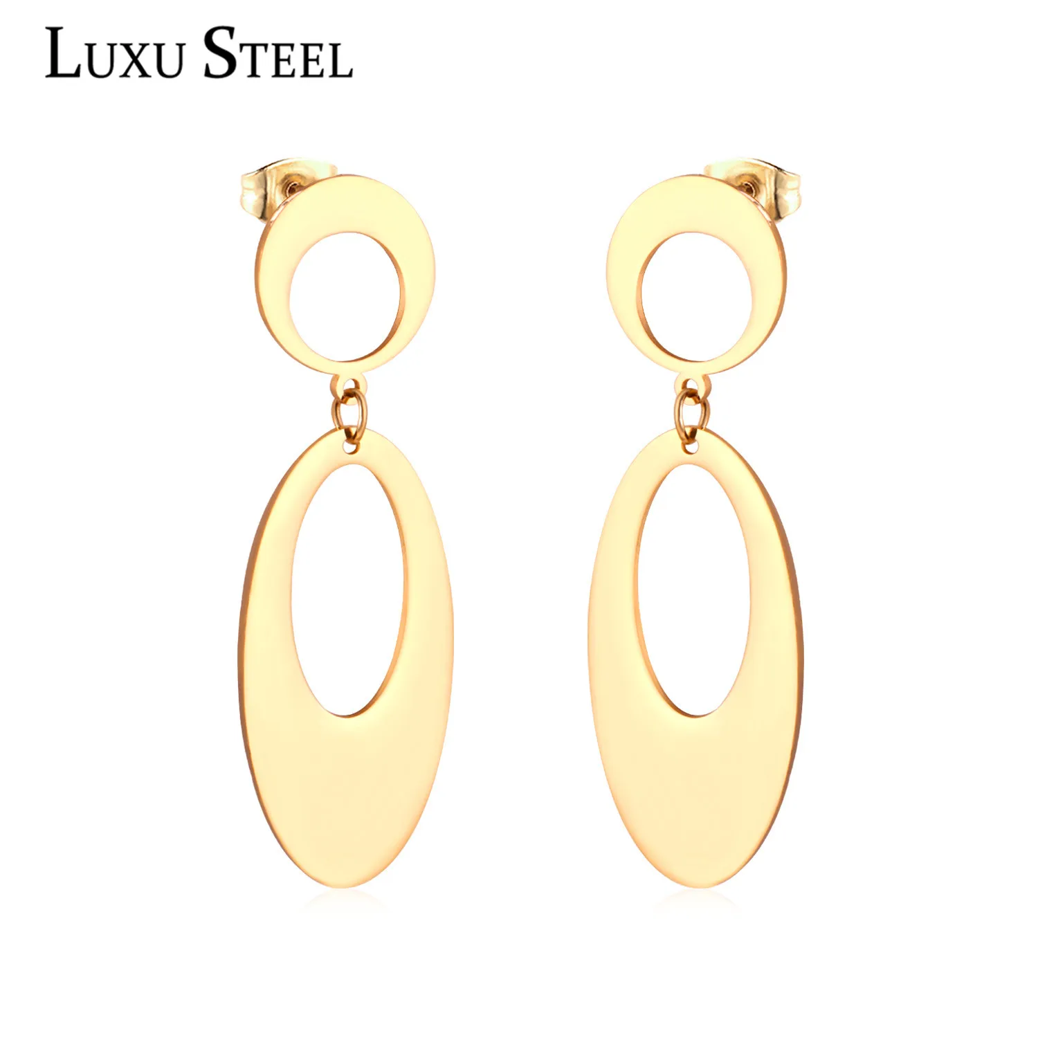 LUXUSTEEL Hollow Out oval Drop Earring Stainless Steel Gold/Silver Earing Fashion Jewelry Brinco Geometry Jewelry Wholesale
LUXUSTEEL Hollow Out oval Drop Earring Stainless Steel Gold/Silver Earing Fashion Jewelry Brinco Geometry Jewelry Wholesale