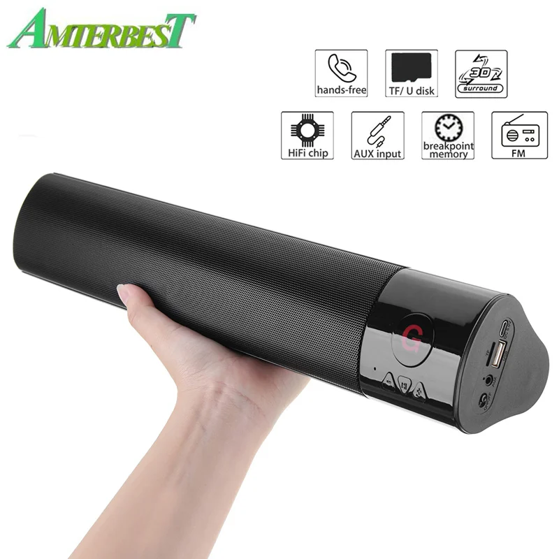 AMTERBEST Wireless Bluetooth Portable Speaker HIFI 10W FM TF AUX USB Stereo Sound Bars Bass Subwoofer for TV/Computer/phones
AMTERBEST Wireless Bluetooth Portable Speaker HIFI 10W FM TF AUX USB Stereo Sound Bars Bass Subwoofer for TV/Computer/phones