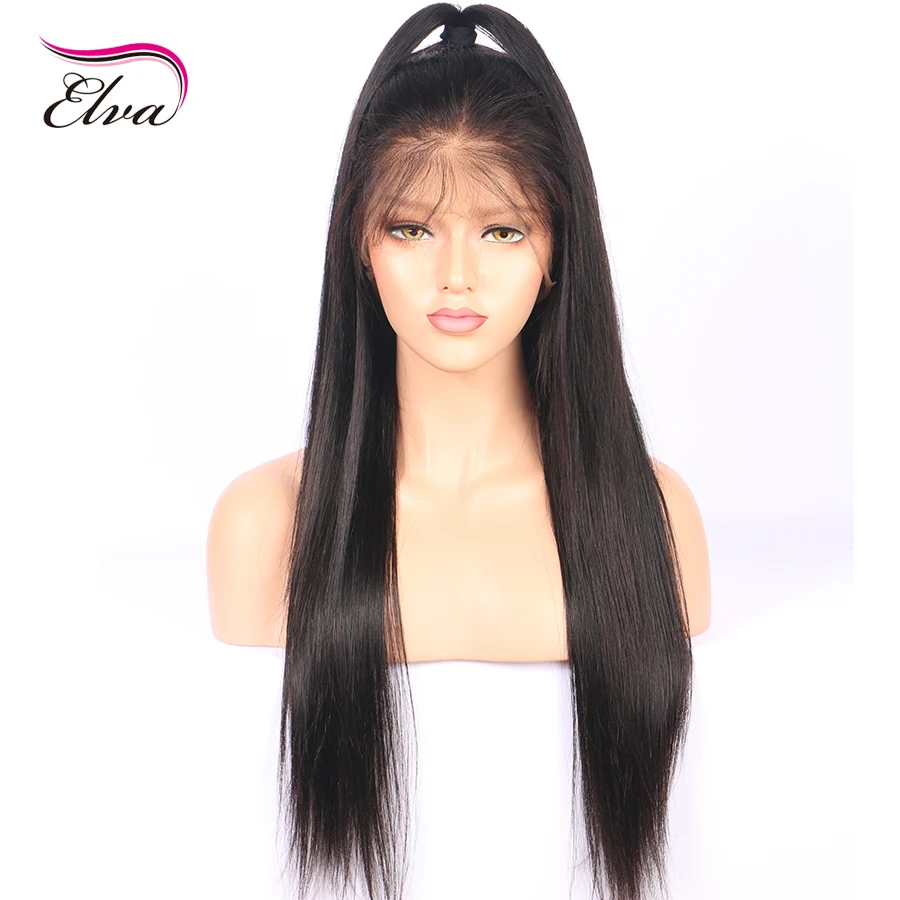Elva Hair 250% Density 360 Lace Frontal Wigs Pre Plucked Natural Hairline Brazilian Remy Hair Straight Lace Wigs For Black Women1