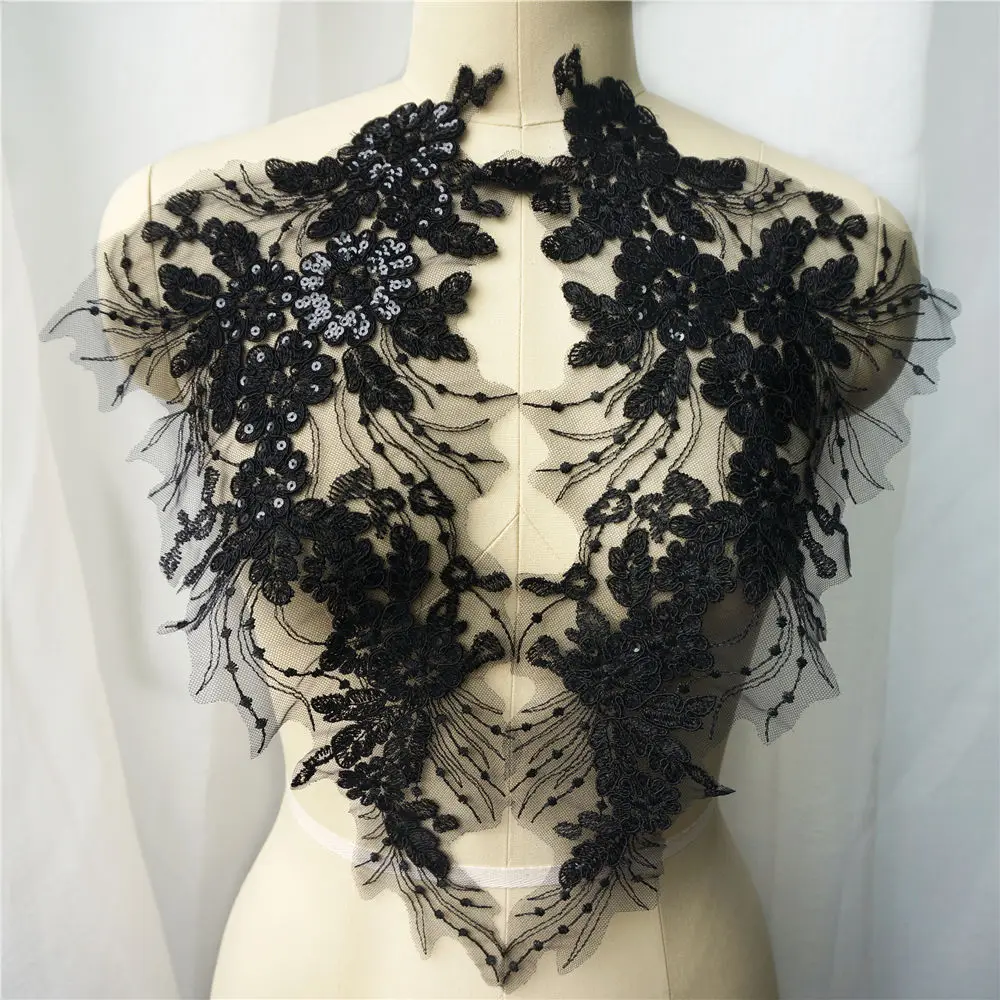 2PCS Black Sequin Flower Tassel Wedding Gown Appliques Lace Fabric Embroidered Trims Collar Mesh Sew Patch For Dress DIY Decor
2PCS Black Sequin Flower Tassel Wedding Gown Appliques Lace Fabric Embroidered Trims Collar Mesh Sew Patch For Dress DIY Decor