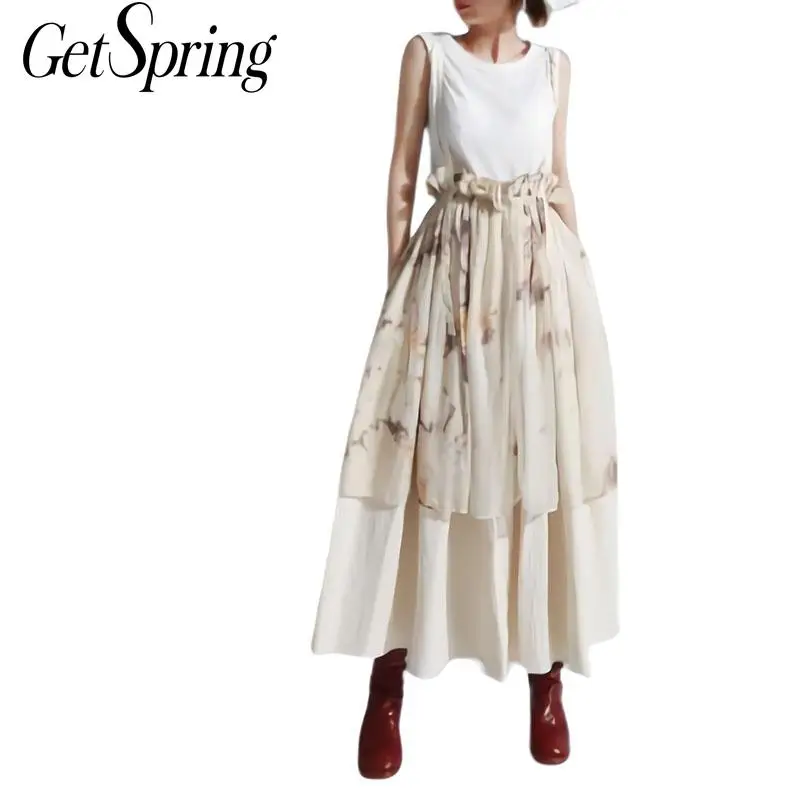 GETSRING Women Skirts Chiffon Cotton Spliced Long Pleated Skirt High Waist Split Floral Skirt Lotus Leaf Hem Summer Skirts 2019
GETSRING Women Skirts Chiffon Cotton Spliced Long Pleated Skirt High Waist Split Floral Skirt Lotus Leaf Hem Summer Skirts 2019