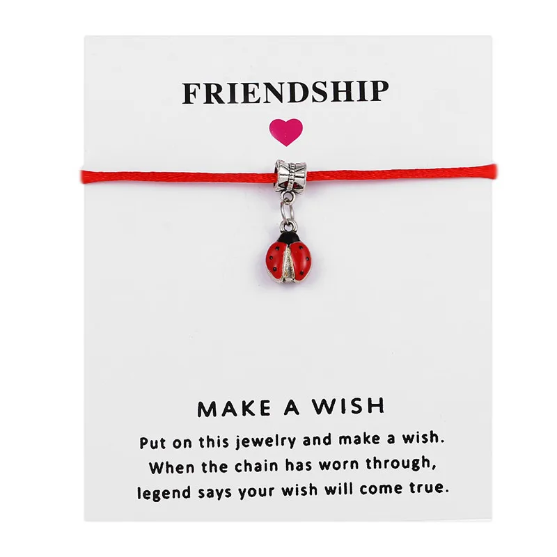 Cute Cartoon Ladybug Enamel Charms Pendant for Women Men Adjustable Lucky Red String Bracelets Wish Card Jewelry Gift
Cute Cartoon Ladybug Enamel Charms Pendant for Women Men Adjustable Lucky Red String Bracelets Wish Card Jewelry Gift