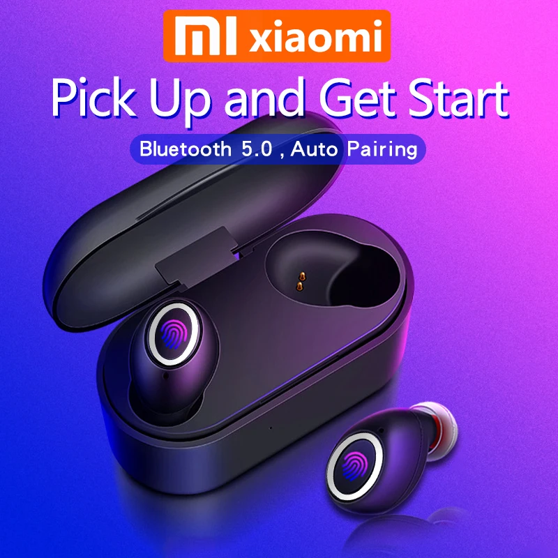 Bluetooth наушники с распознаванием отпечатков пальцев 5 0 TWS для xiaomi 9 8 SE 6 черные