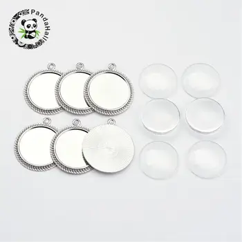 pendant makings sets, with alloy pendant cabochon settings, glass cabochons, flat round, cadmium free & nickel free & lead
pendant makings sets, with alloy pendant cabochon settings, glass cabochons, flat round, cadmium free & nickel free & lead