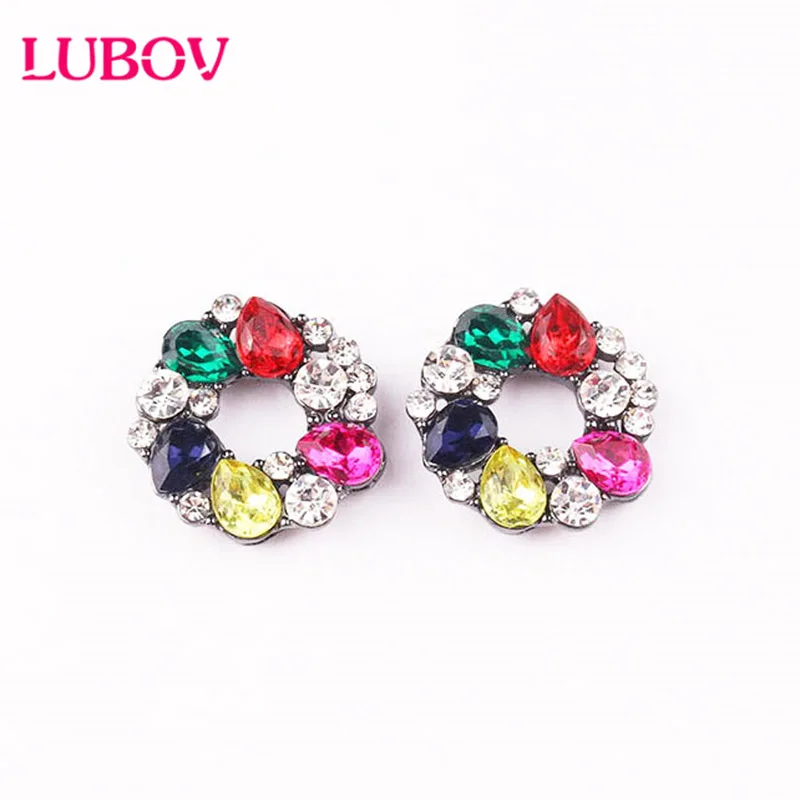LUBOV Fashion Colorful Flower Crystal Circle Stud Earrings Women Black Color Rhinestone Piercing Earrings Wedding Party Jewelry
LUBOV Fashion Colorful Flower Crystal Circle Stud Earrings Women Black Color Rhinestone Piercing Earrings Wedding Party Jewelry