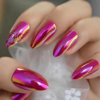 Holographic Nail Art Metallic Mirror Hot Pink French Stilettos Nail Metal Oval Stiletto Sharp Fake Nails Free Adhesive Tape
Holographic Nail Art Metallic Mirror Hot Pink French Stilettos Nail Metal Oval Stiletto Sharp Fake Nails Free Adhesive Tape