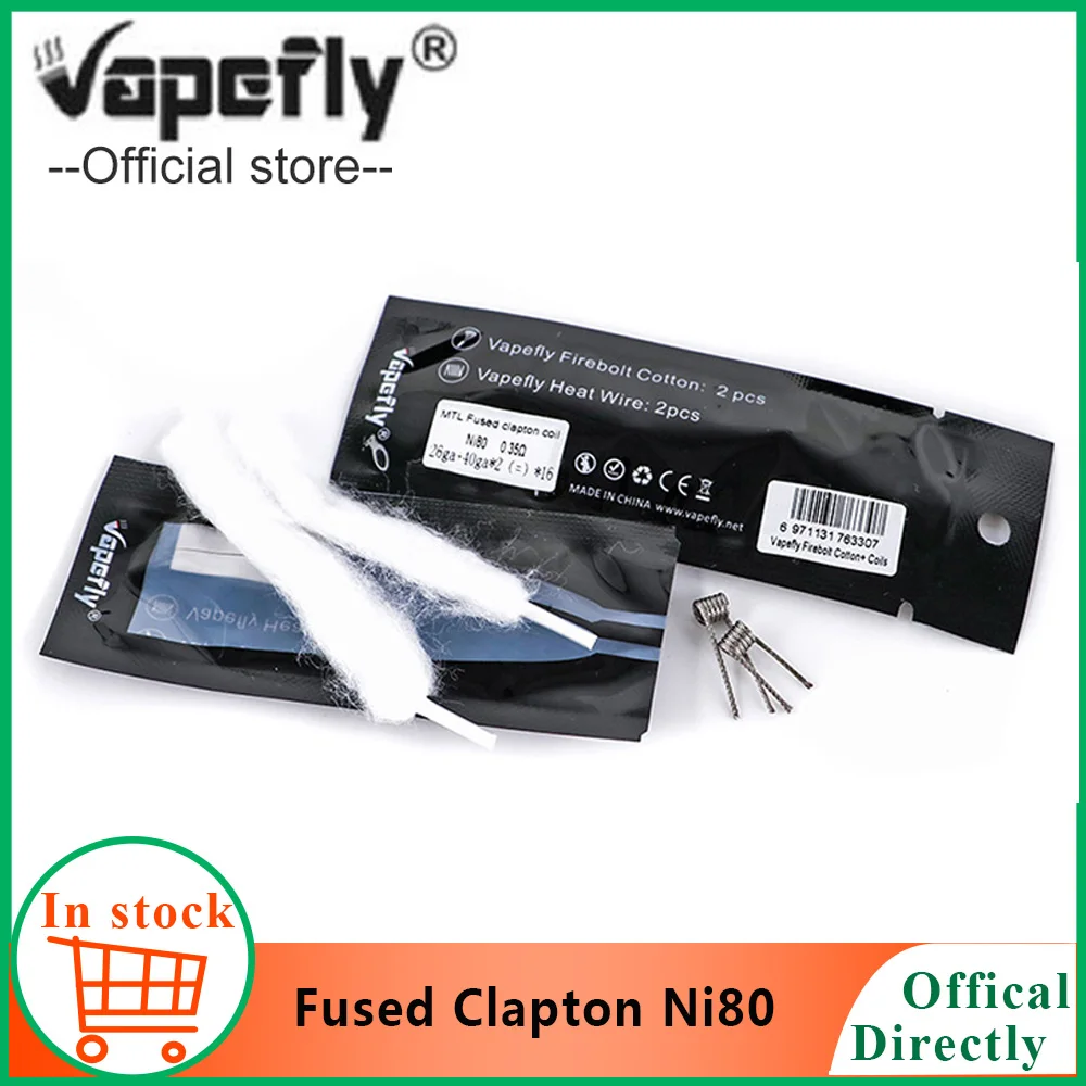 

Vape coil Vapefly Fused Clapton Ni80 Coil 0.35ohm with Firebolt cotton for RTA RDA e cigarette Atomizer Vape accessories