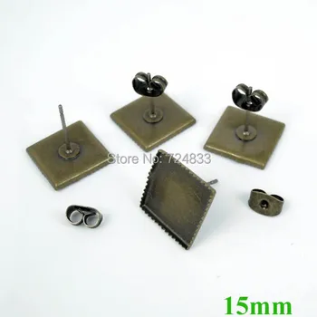 15mm Bronze tone Blank Earrings Bases Square Bezel Stud Pin Earrings Post w/ Stopper Earring Crafts Settings Findings Wholesale
15mm Bronze tone Blank Earrings Bases Square Bezel Stud Pin Earrings Post w/ Stopper Earring Crafts Settings Findings Wholesale
