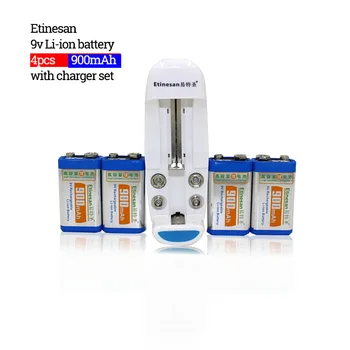 4pcs big capacity 900MAH Li-Ion lithium 9V rechargeable battery + Universal 9v AA AAA 18650 14500 CR123A charger set
4pcs big capacity 900MAH Li-Ion lithium 9V rechargeable battery + Universal 9v AA AAA 18650 14500 CR123A charger set