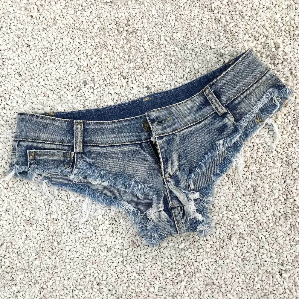 Sexy Fringed Hole Denim Shorts Women Low Rise Waist Jean Shorts Summer Girl Hot Booty Shorts