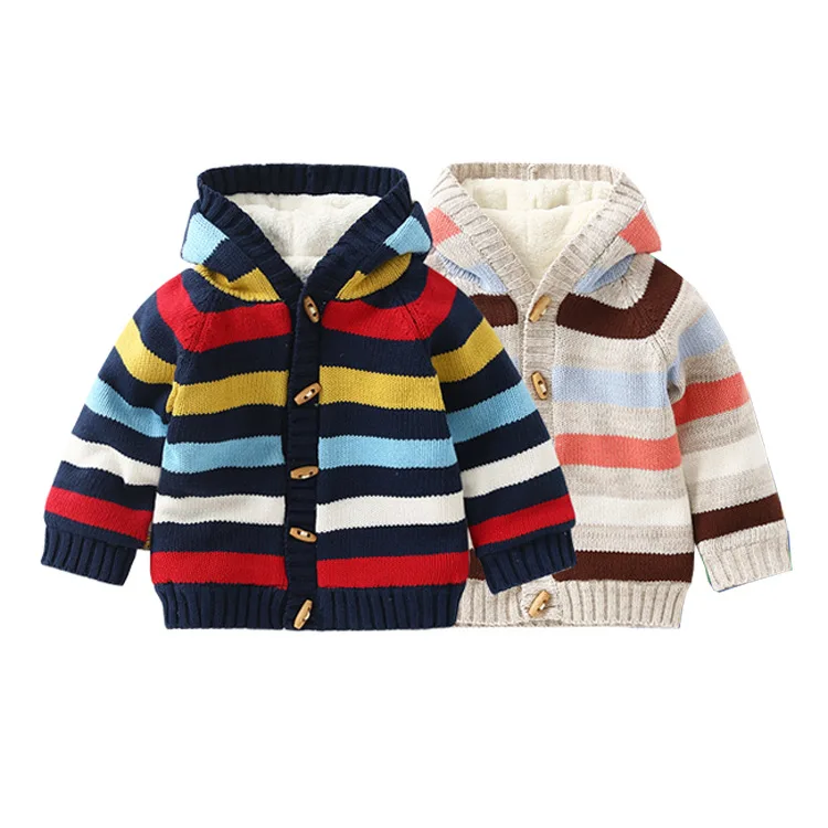 Фото Детский свитер для мальчиков кардиган осенняя клетчатая вязаная куртка с