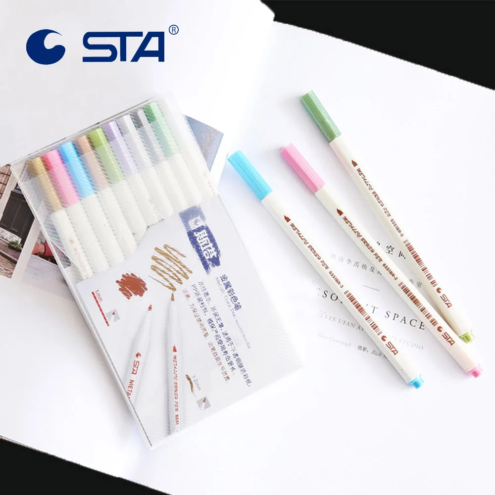 STA 10Colors/Box 1-2 mm Metallic Marker Pen DIY Scrapbooking Crafts Soft Brush Pen Art Markers For Stationery School Supplies
STA 10Colors/Box 1-2 mm Metallic Marker Pen DIY Scrapbooking Crafts Soft Brush Pen Art Markers For Stationery School Supplies