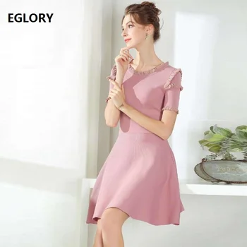 Slim Fit & Flare Dress 2019 Spring Summer Autumn Casual Sweater Dress Ladies O-Neck Ruffles Short Sleeve Knitted Pullover Dress
Slim Fit & Flare Dress 2019 Spring Summer Autumn Casual Sweater Dress Ladies O-Neck Ruffles Short Sleeve Knitted Pullover Dress