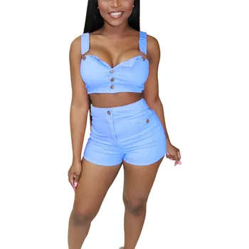 Best selling denim straps shorts two-piece 2019 new women's tight denim shorts suit
Best selling denim straps shorts two-piece 2019 new women's tight denim shorts suit