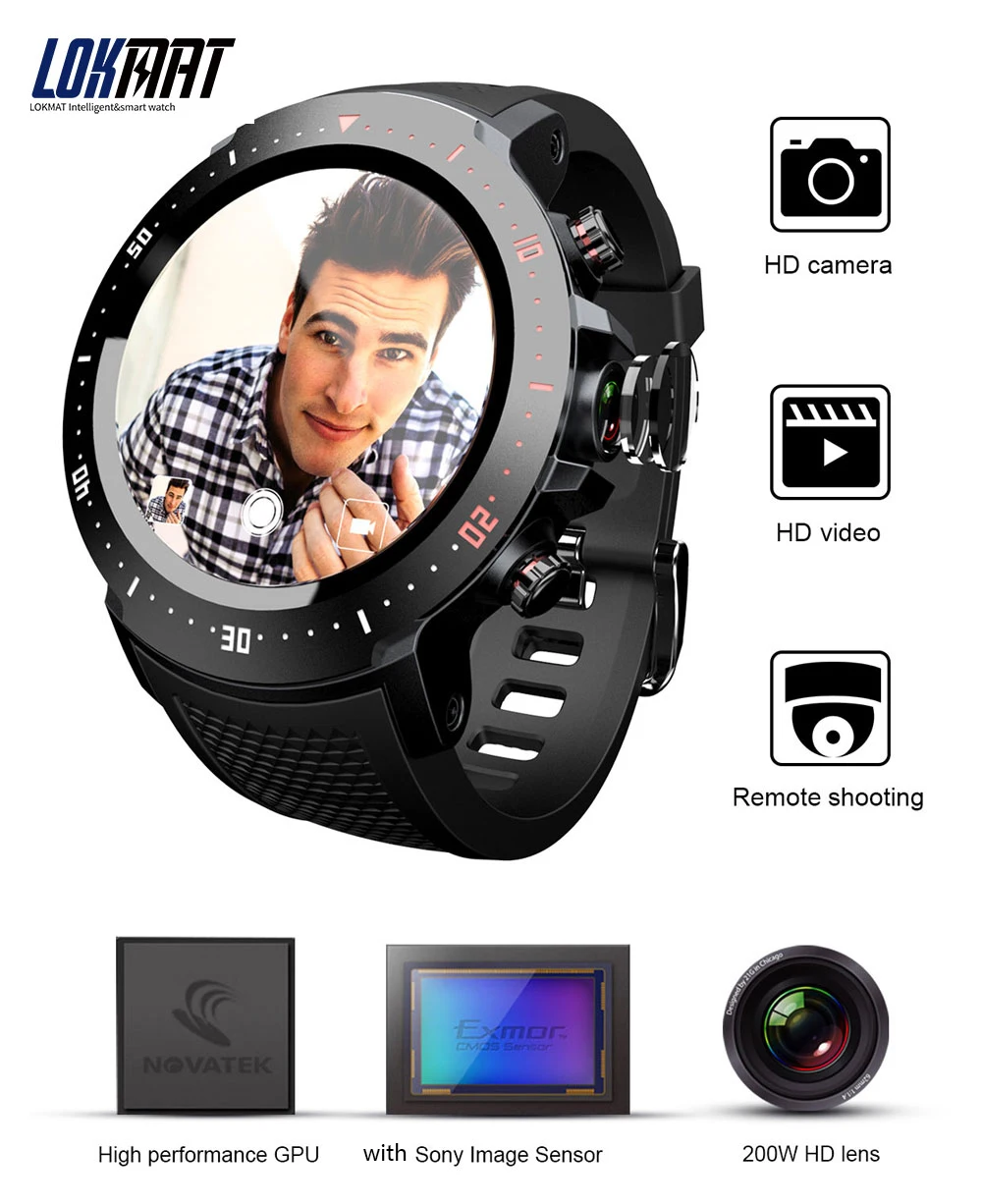LOKMAT 2MP Camera Smart Watch men Phone Android 7.1 Sports watch GPS SIM WiFi BT4.0 Waterproof digital watch for IOS Android
LOKMAT 2MP Camera Smart Watch men Phone Android 7.1 Sports watch GPS SIM WiFi BT4.0 Waterproof digital watch for IOS Android