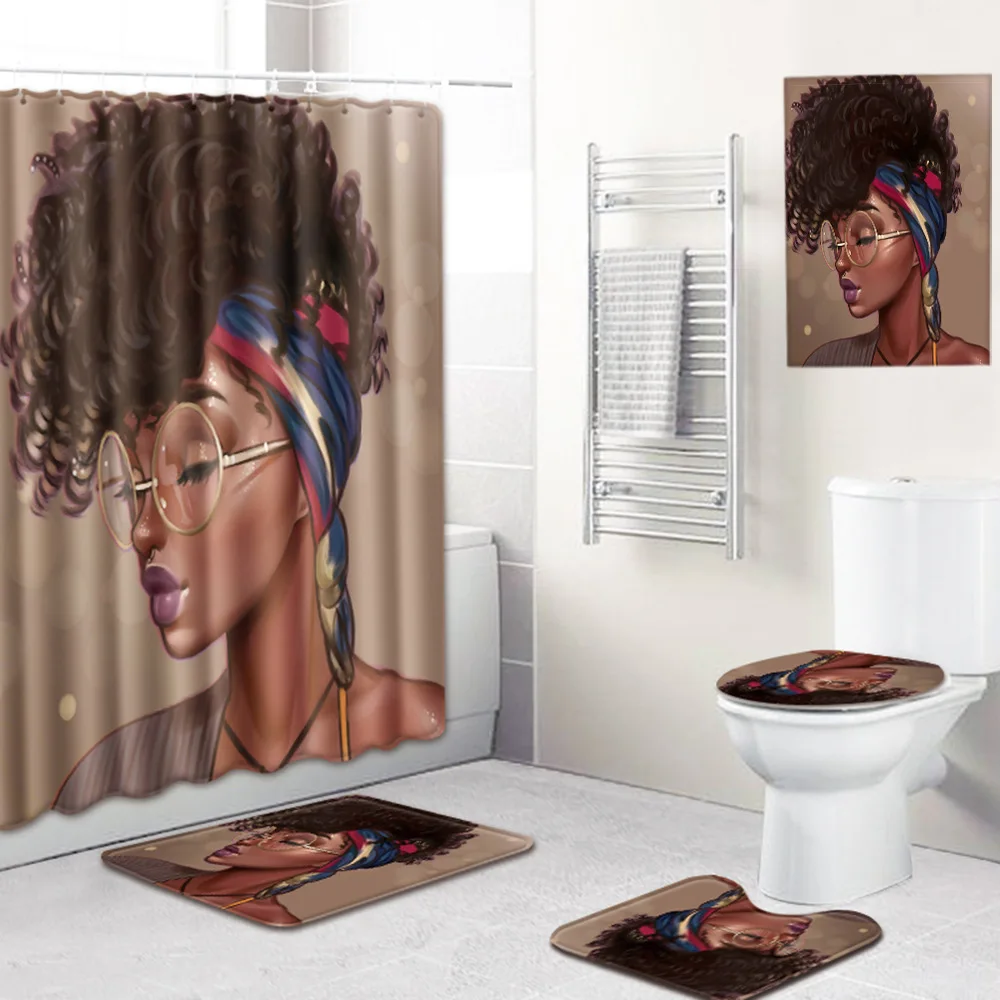 American style black Woman Polyester Shower Curtain Set Non Slip Rugs Carpet for Bathroom Toilet Flannel Bath Mat Set
American style black Woman Polyester Shower Curtain Set Non Slip Rugs Carpet for Bathroom Toilet Flannel Bath Mat Set