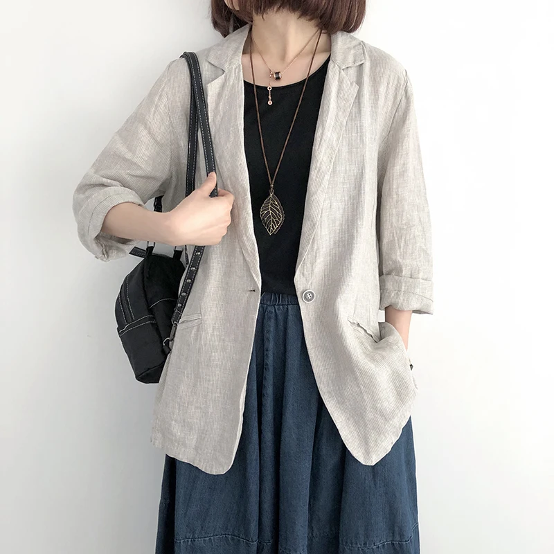 Blazer Jacket Women New Summer Thin Linen Suits Blazers Single Button Women's Fashion Casual Ladies Work Suit Outerwear YT5083
Blazer Jacket Women New Summer Thin Linen Suits Blazers Single Button Women's Fashion Casual Ladies Work Suit Outerwear YT5083