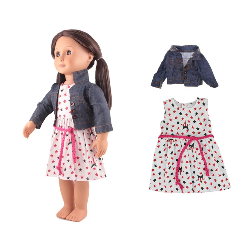 Clothes for dolls fit 18 inch United States Girl doll accessories jean coat and white star belt dress outfits for American Doll
Clothes for dolls fit 18 inch United States Girl doll accessories jean coat and white star belt dress outfits for American Doll