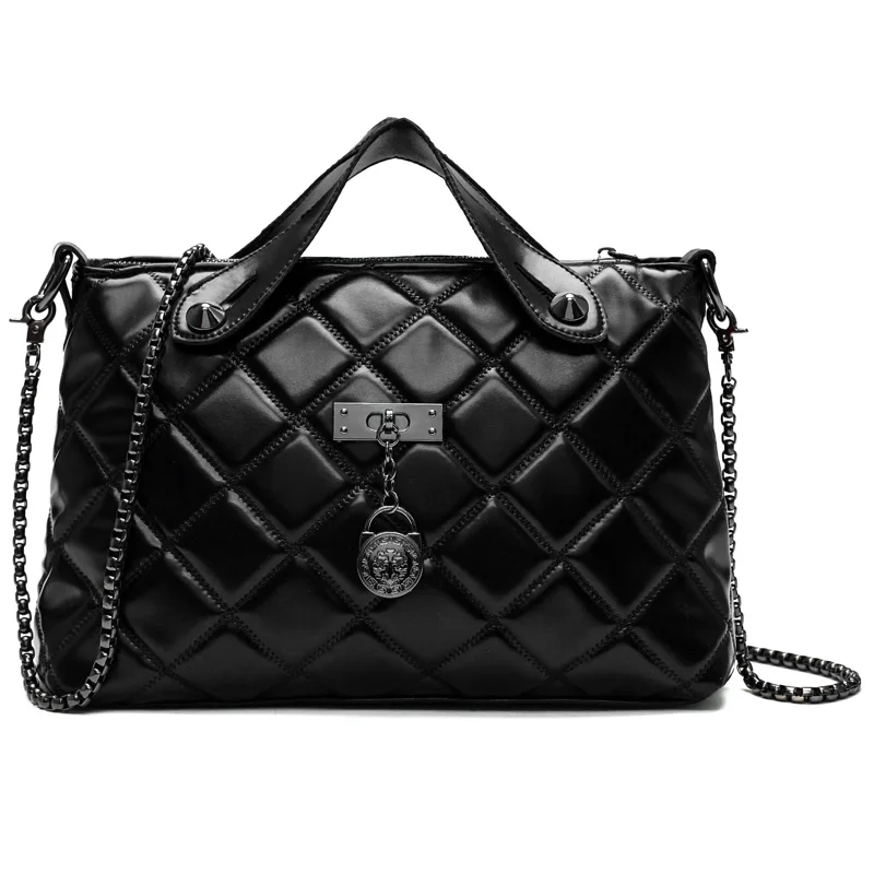 TuLaDuo Women's Leather Messenger Bag Black