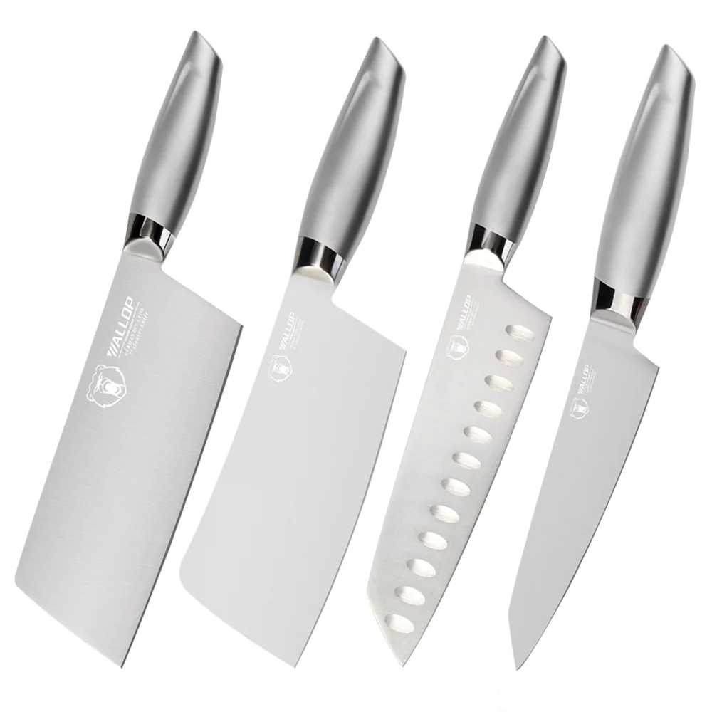 WALLOP Kitchen Knife Set 4pcs Chef Santoku Cleaver Chopper Paring Vegetable Cutter Knife German din 1.4116 Stainless Steel
WALLOP Kitchen Knife Set 4pcs Chef Santoku Cleaver Chopper Paring Vegetable Cutter Knife German din 1.4116 Stainless Steel