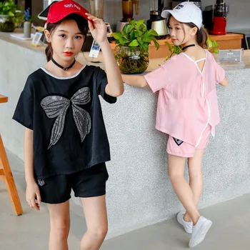 Summer Girls Clothing Sets 2019 New Teens Kids Clothes Suit Children Bow Short Sleeve T-Shirt+Shorts 2PCS Outfits 3-14 Ages
Summer Girls Clothing Sets 2019 New Teens Kids Clothes Suit Children Bow Short Sleeve T-Shirt+Shorts 2PCS Outfits 3-14 Ages