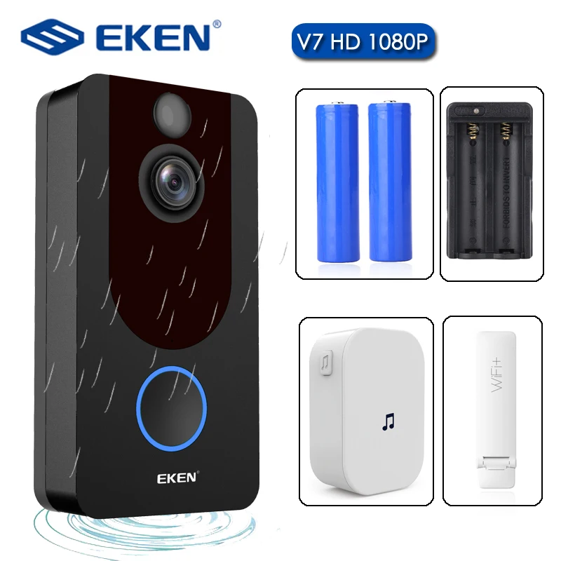 EKEN V7 HD 1080P Smart WiFi Video Doorbell Camera Visual Intercom Night vision IP Door Bell Wireless Security Camera
EKEN V7 HD 1080P Smart WiFi Video Doorbell Camera Visual Intercom Night vision IP Door Bell Wireless Security Camera