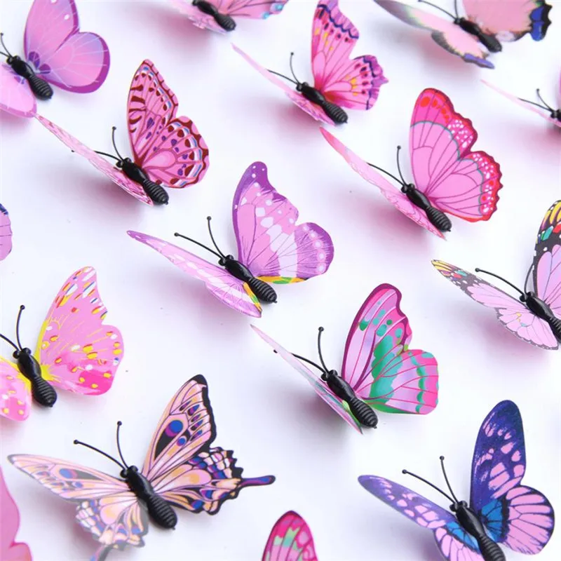 Stickers on the wall 3D DIY Decal Wall Sticker Home Decor Rainbow Butterfly Stickers Room Decor Drop shipping product X0719#30 17