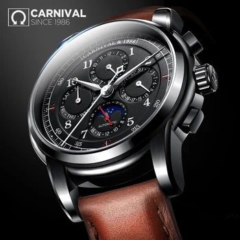 

2018 CARNIVAL Complication Automatic Mechanical Men Watche Topbrand Luxury Montre Waterproof Business Casual relogio masculino