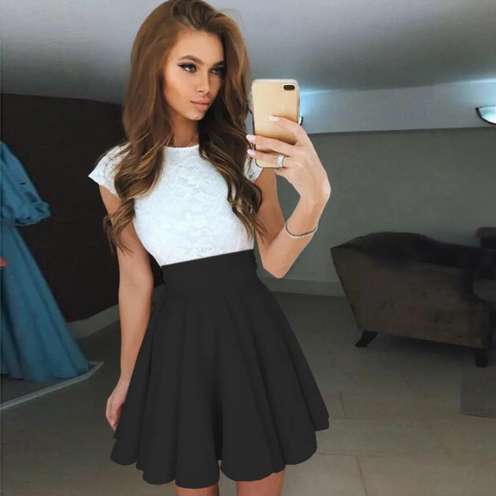Womens Lace Party Cocktail Mini Dress Ladies Summer Short Sleeve Skater Dresses WOmen Pleated Dresses vestidos de festa 2019
Womens Lace Party Cocktail Mini Dress Ladies Summer Short Sleeve Skater Dresses WOmen Pleated Dresses vestidos de festa 2019