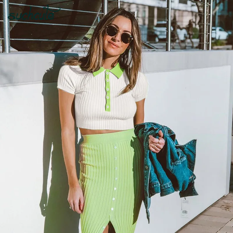 SUCHCUTE Female T-Shirt Knitting Button Korean Style Short Sleeve Strap Basic Tops For Women Modis Harajuku Streetwear Clothes
SUCHCUTE Female T-Shirt Knitting Button Korean Style Short Sleeve Strap Basic Tops For Women Modis Harajuku Streetwear Clothes